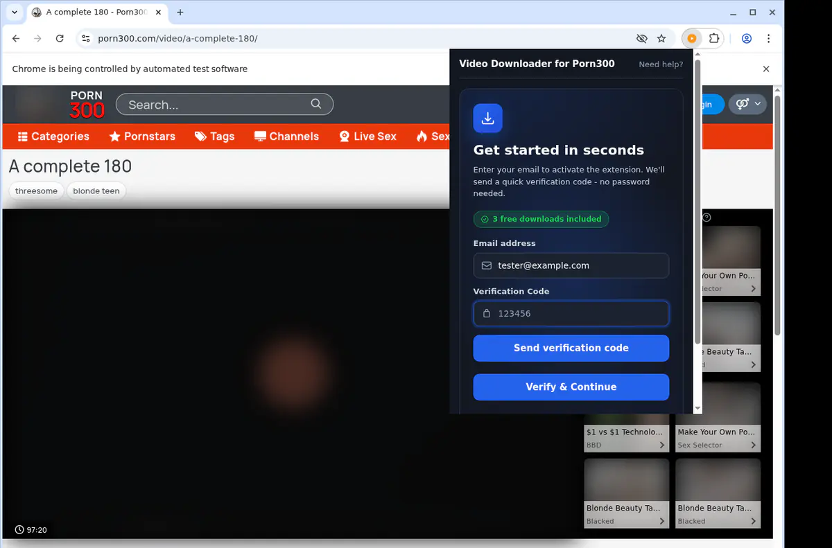 Porn 300 Video Downloader browser extension screenshot 4